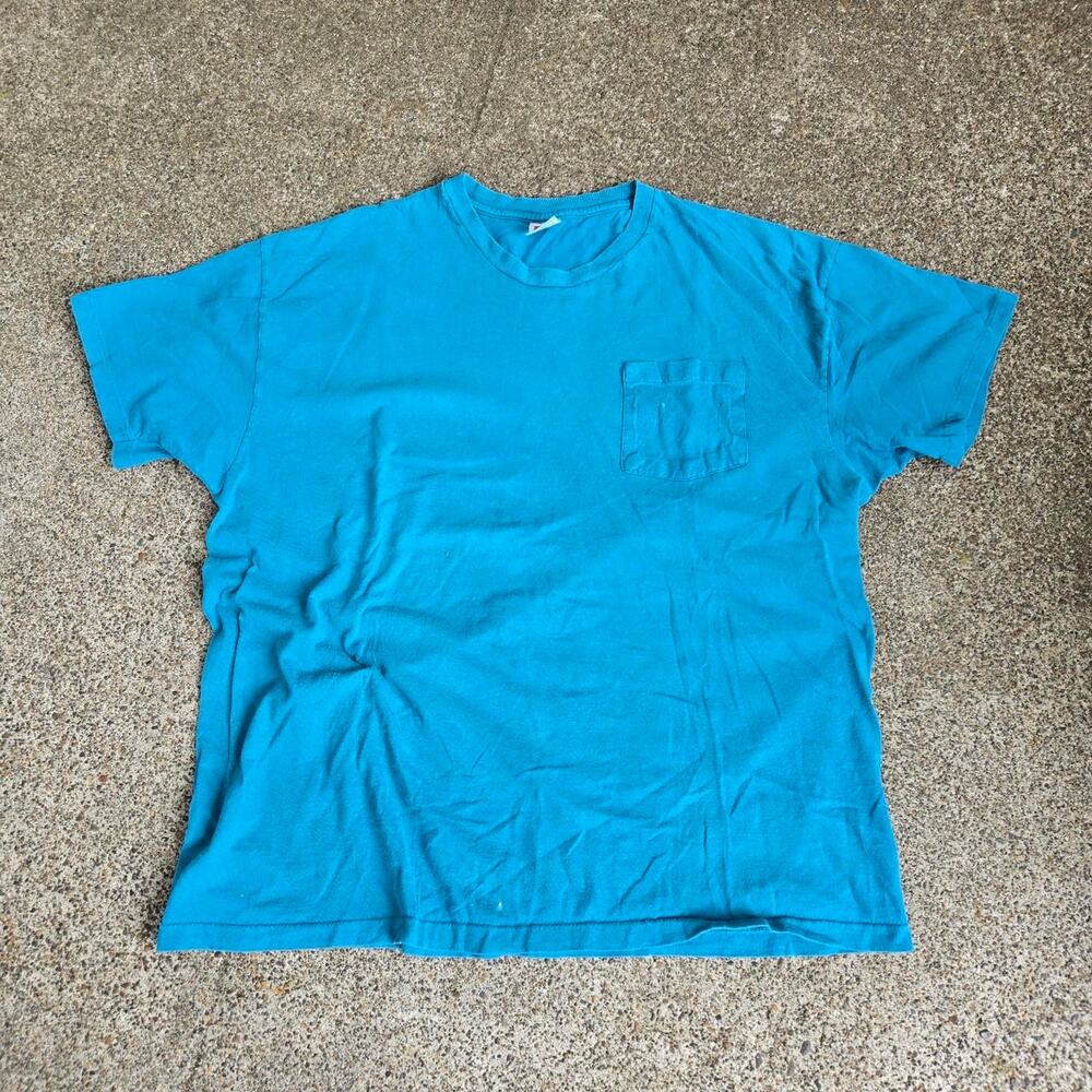 Vtg 90s HANES Plain Earthtone Minimal Pocket Tee Shirt Lg Fit